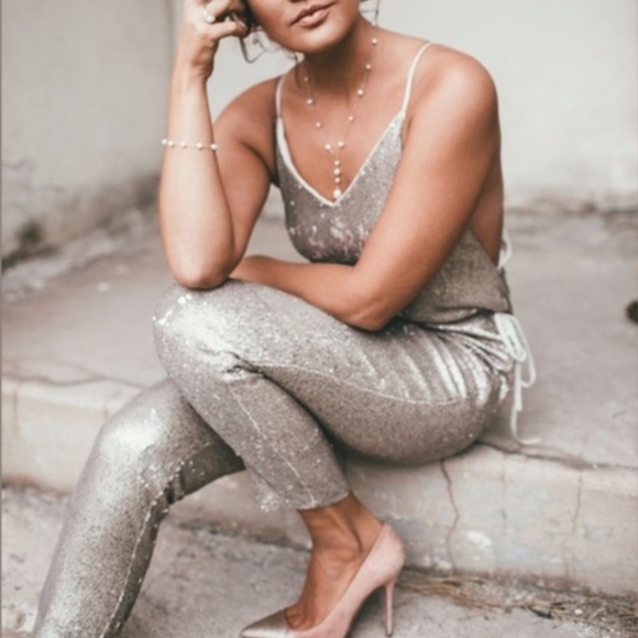 Free People Pants - Free People Gold sequin jumpsuit